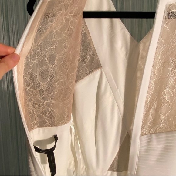 BCBGMaxazria White Pleated Lace Maxi Dress - Picture 14 of 17